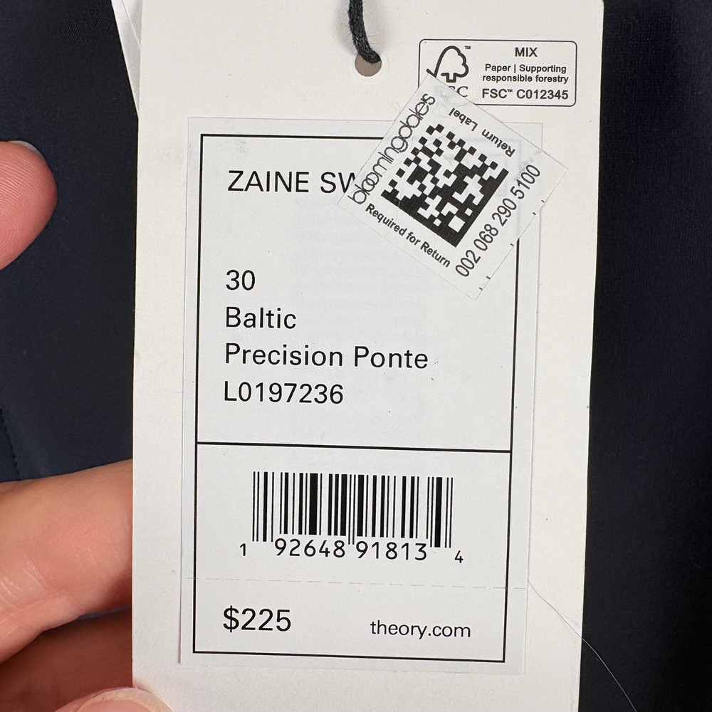 NWT Theory Zaine Precision Ponte Pant Men's 30x32 Baltic Blue Straight $225 MSRP - Picture 5 of 10